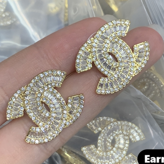 CC Baguette Stud Earring