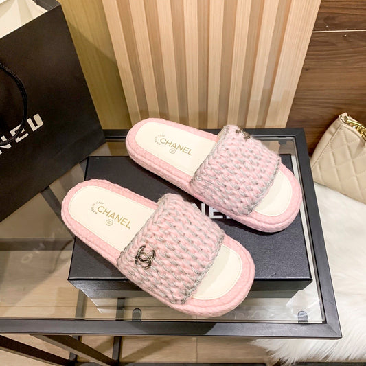 CC Tweed Slides-Pink