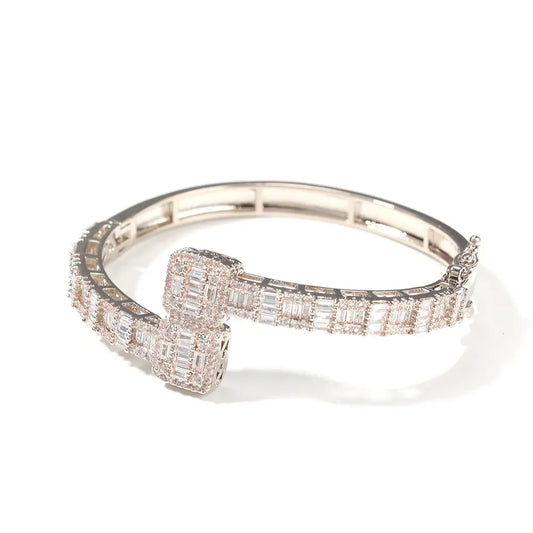 Square Baguette Diamond Bracelet-Silver