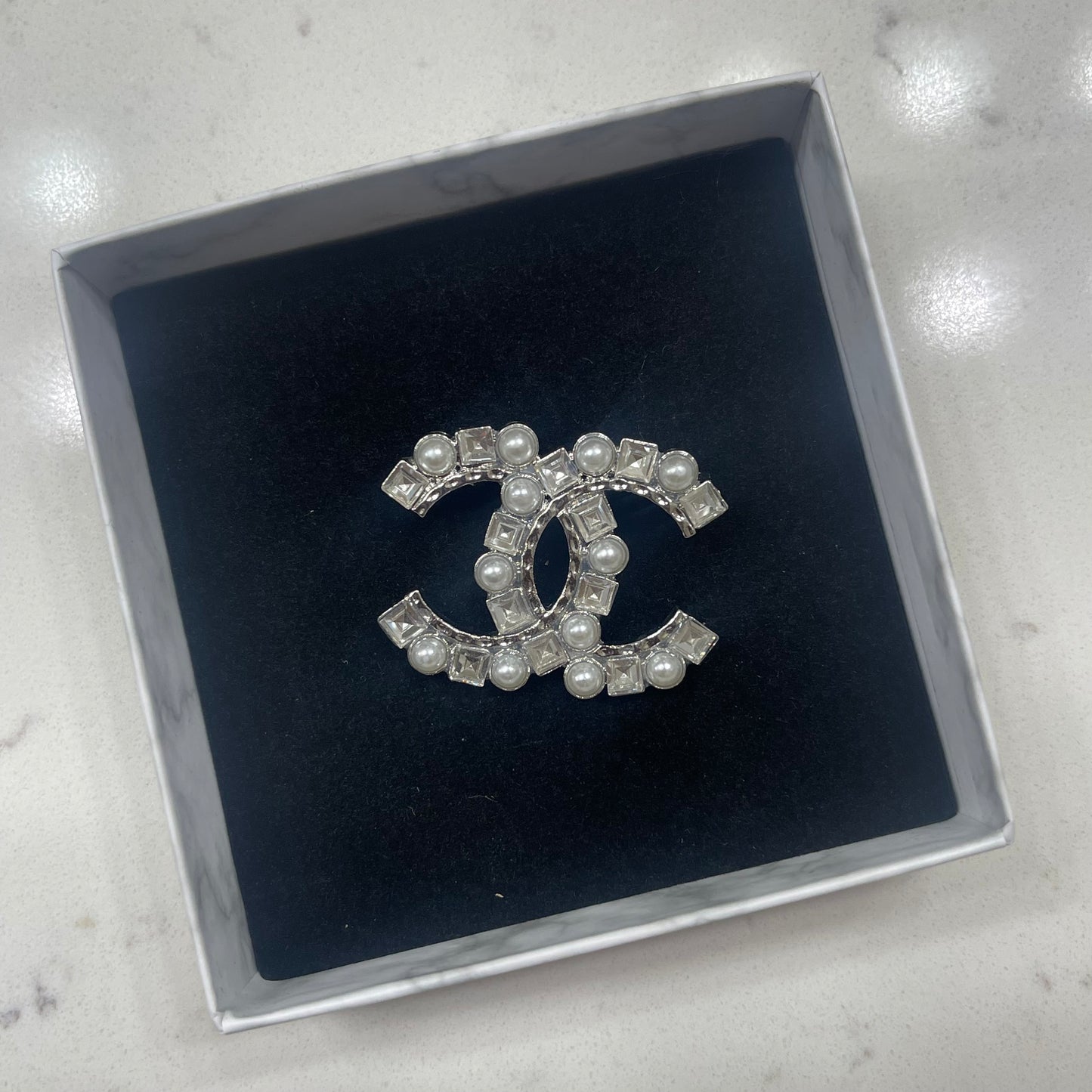 CC Silver Pearl Brooch