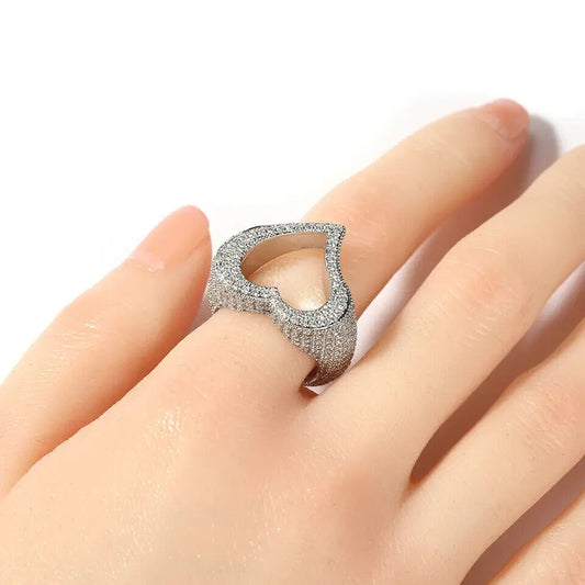 Women Opened Big Heart Ring-Silver