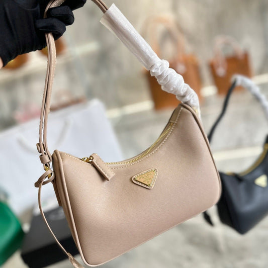 Milano Leather Bag- Nude