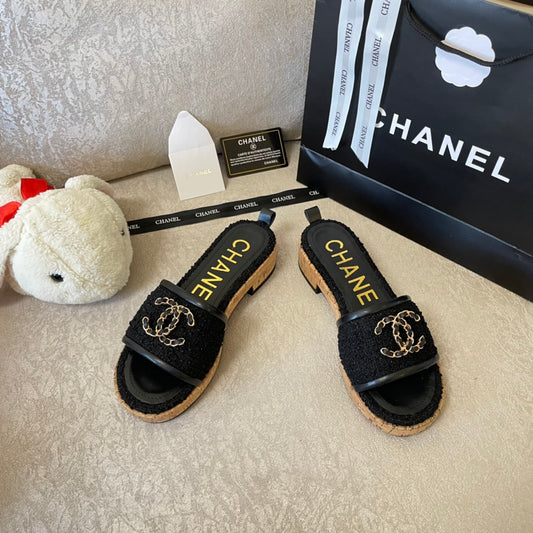 CC Black Tweed Sandals