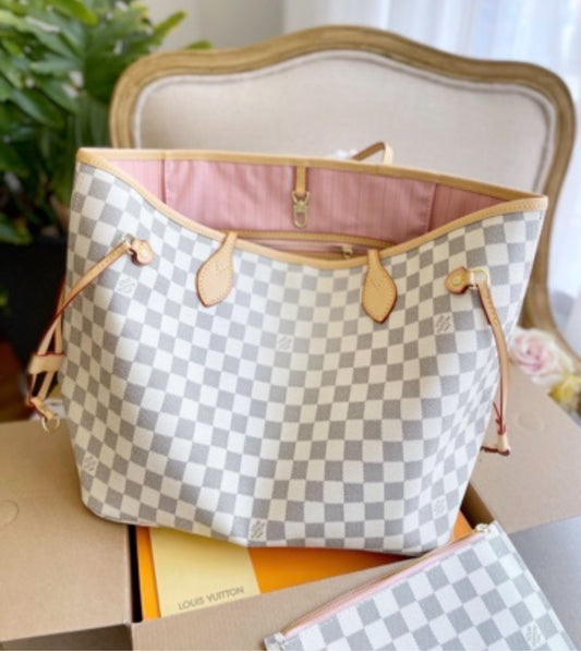 Lou White Plaid Nevefull Tote