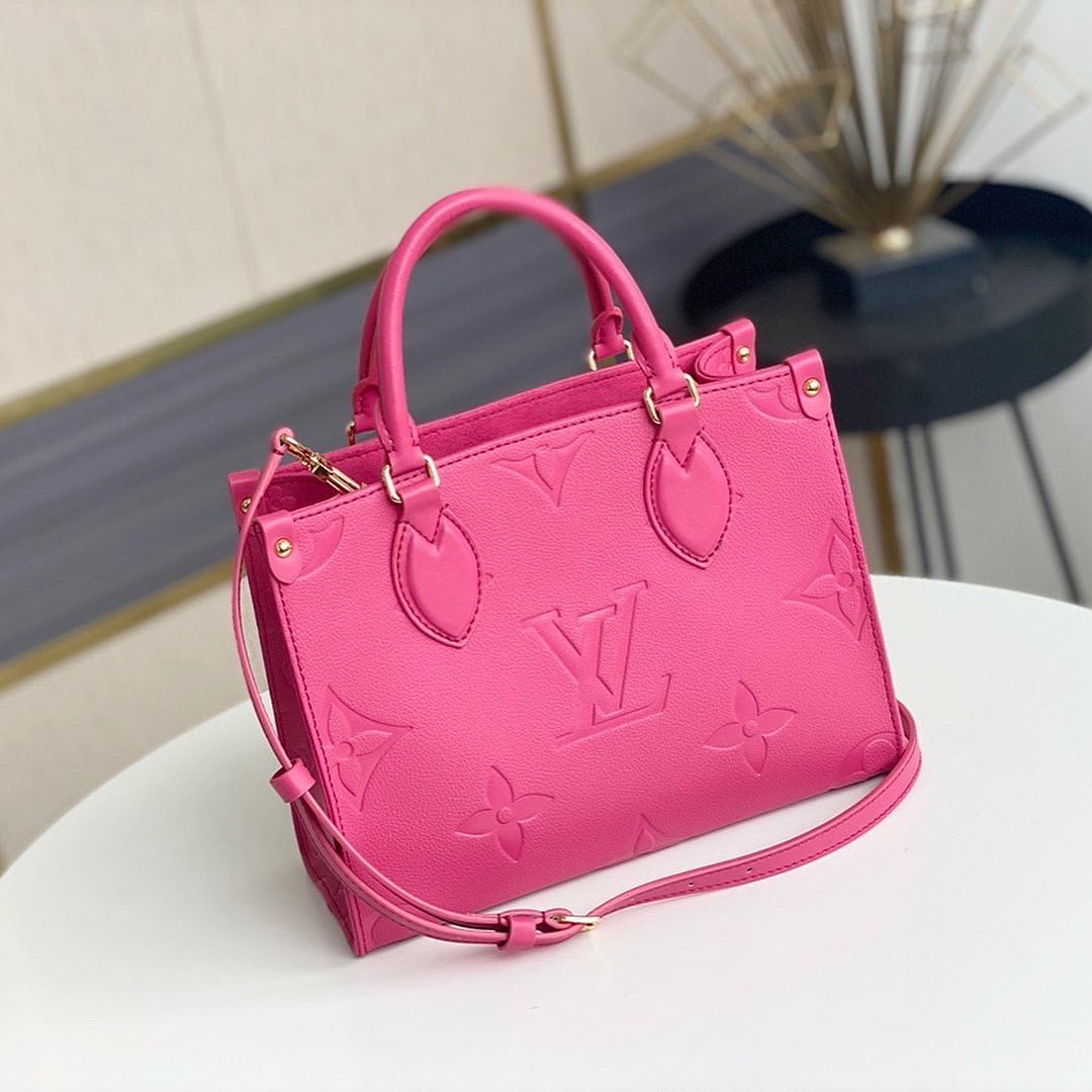 Lou Med Leather Tote-Pink